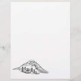 Papel Timbrado Black and white mountain letterhead