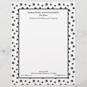 Papel Timbrado Black Paw Prints Pet Sitter