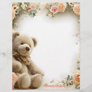 Papel Timbrado Bloco de notas de 5,5" x 6" (Cute Tedyy Bear) - 40