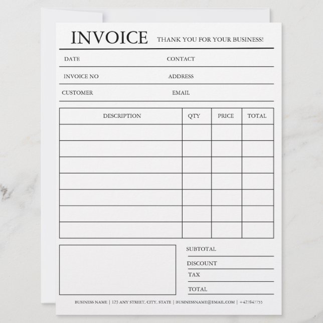 Papel Timbrado Bloco de Notas de Fatura e Recibo Personalizado (Frente)