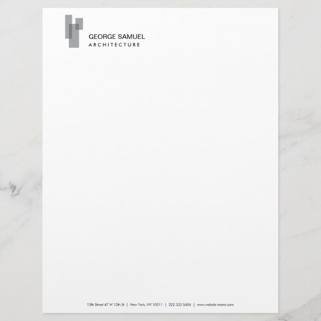 Papel Timbrado Blocos Arquitetônicos Modernos Logo Cinza/Branco  (Frente)