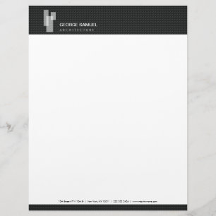 Papel Timbrado Blocos Arquitetônicos Modernos Logotipo Branco/Cin