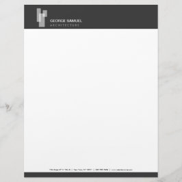 Papel Timbrado Blocos Arquitetônicos Modernos Logotipo Branco/Cin