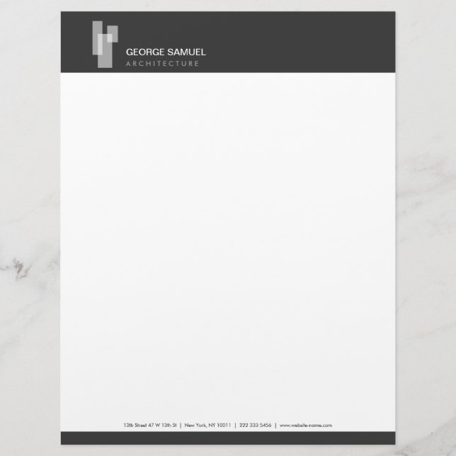 Papel Timbrado Blocos Arquitetônicos Modernos Logotipo Branco/Cin (Frente)