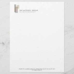 Papel Timbrado Blocos Arquitetônicos Modernos Logotipo Minimalist