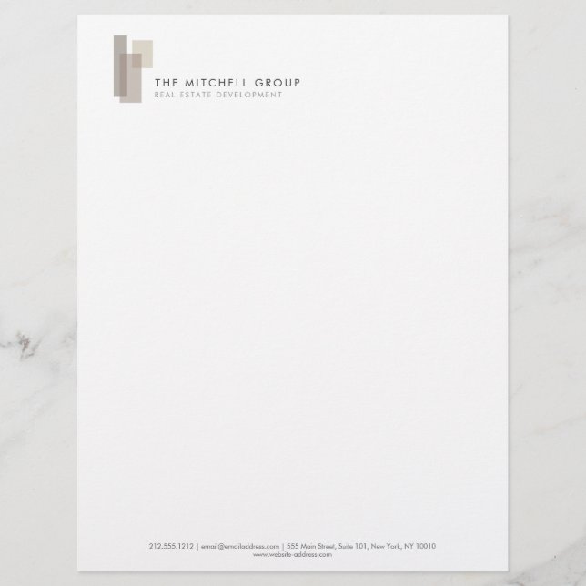 Papel Timbrado Blocos Arquitetônicos Modernos Logotipo Minimalist (Frente)