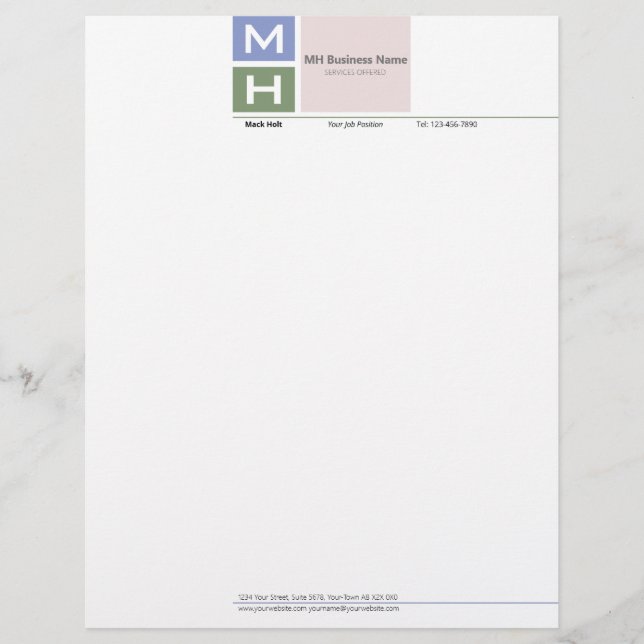 Papel Timbrado Blocos de Tom Legal Inicializados Letterhead (Frente)