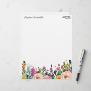 Papel Timbrado Blooms Florais de Nome e Endereço Personalizados