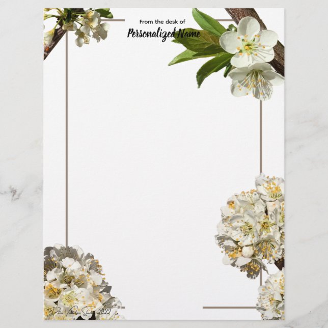 Papel Timbrado Blossomas de ameixa sem line (Frente)
