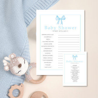 Papel Timbrado Blue Baby Shower Word Scramble Answer Sheet-Print