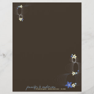 Papel Timbrado Blue Plumeria Frangipani Chic Ikebana Zen