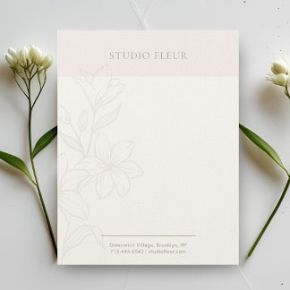 Papel Timbrado Blush e Branco | Chic Mínimo Letreiro Floral