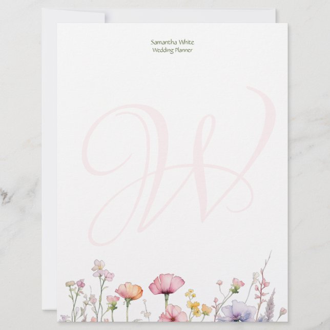 Papel Timbrado Blush Garden Watercolor Personalized (Frente)