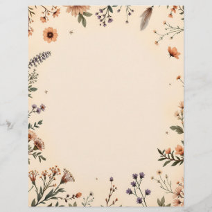 Papel Timbrado Boho Flowers e Feather