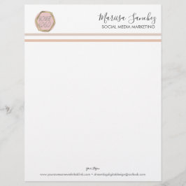 Papel Timbrado Boho Listras Nome Seu Logotipo Carta