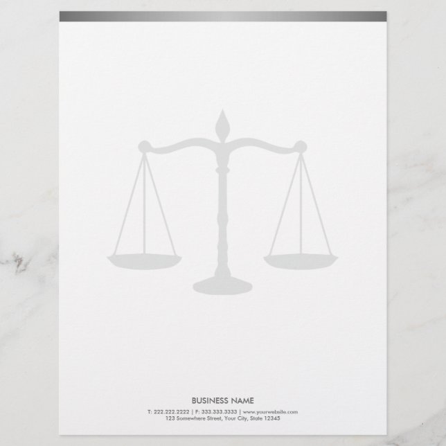 Papel Timbrado Bold Border Scale of Justice Attorney Letterhead (Frente)
