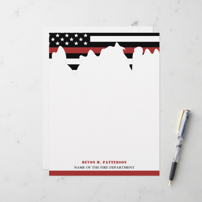 Papel Timbrado Bombeiro Personalizado - Thin Red Fire (Frente/Verso In Situ)