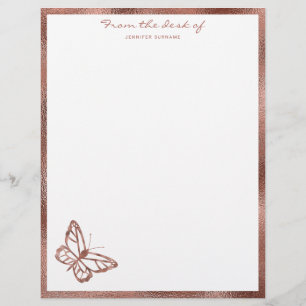 Papel Timbrado Borboleta e texto personalizado com aparência de f