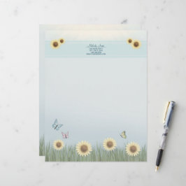 Papel Timbrado Borboleta Flor de Girassol