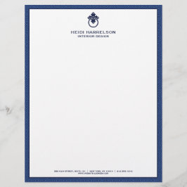Papel Timbrado Borda Azul do Logotipo do Botão da Porta da Vintag