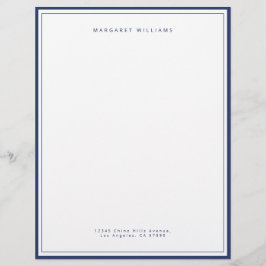 Papel Timbrado Borda Azul Marinho Elegante Simples Minimalista