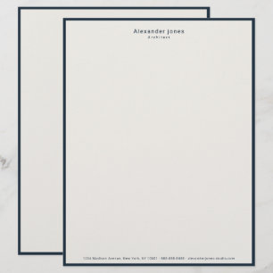Papel Timbrado Borda Azul-Marinho Profunda Minimalista Profission