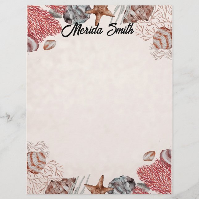 Papel Timbrado Borda Colorida do Shell em Tan (Frente)