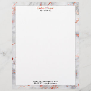Papel Timbrado Borda de Mármore em Ouro Branco e Rosa, Letra de I