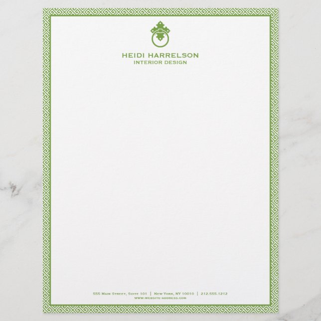 Papel Timbrado Borda Verde do Logotipo do Botão da Porta do Vinta (Frente)