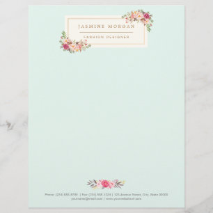 Papel Timbrado Boutique floral da aguarela Pastel chique elegante