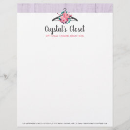 Papel Timbrado Boutique floral da forma do armário do gancho de