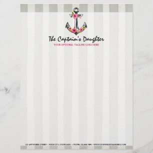 Papel Timbrado Boutique náutico da praia dos rosas da aguarela da