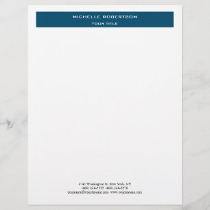 Papel Timbrado Branco azul moderno minimalista