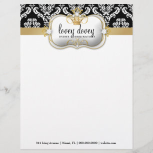 Papel Timbrado Branco elegante do preto do damasco de 311 Ciao