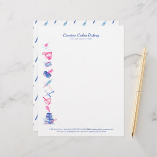 Papel Timbrado Brincadeiras, Cor-de-rosa e Blue Bakery - Ferramen