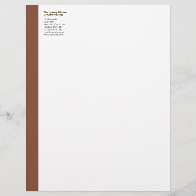 Papel Timbrado Brown deixou o cabeçalho do Sidebar (Frente)