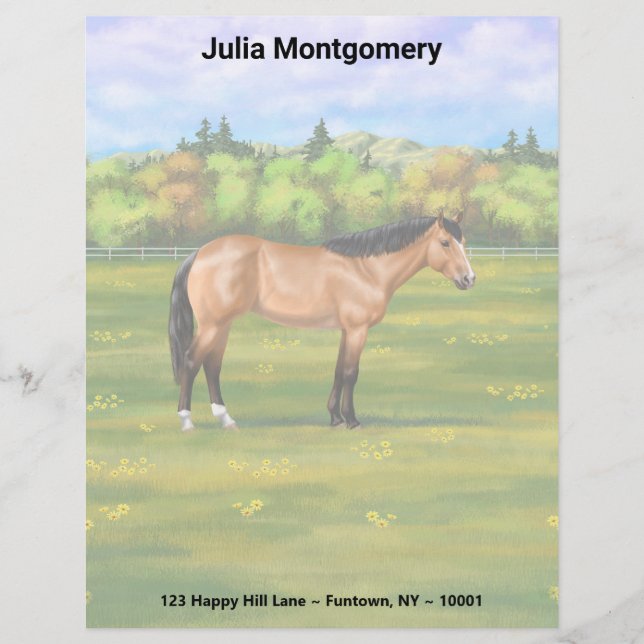 Papel Timbrado Buckskin Dun Quarter Horse (Frente)