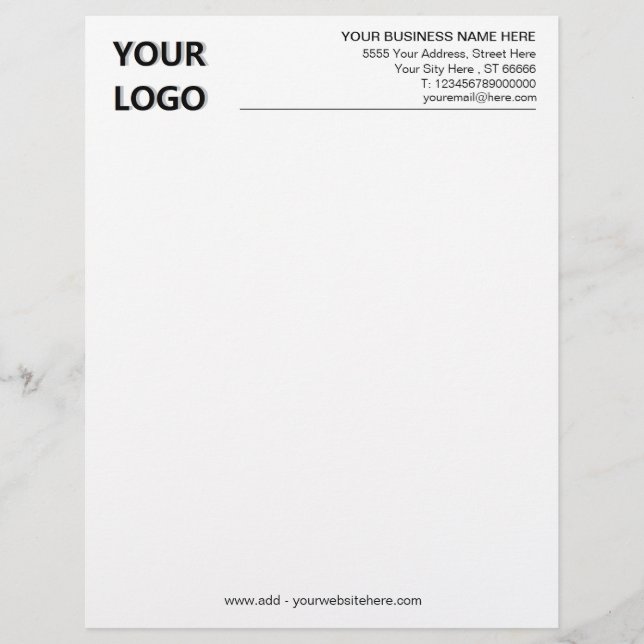Papel Timbrado Business Letterhead com logotipo e URL de código Q (Frente)