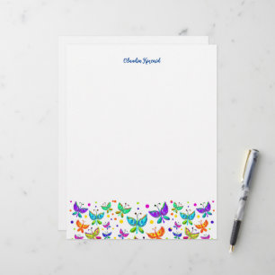Papel Timbrado Butterfly Doodles Mão-Drawn Natureza