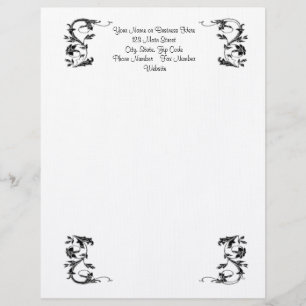 Papel Timbrado Cabeça de esquerda elegante de espiral preto simpl