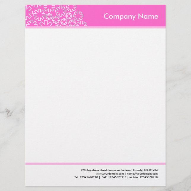 Papel Timbrado Cabeça e pés - Asterisco - Rosa (Frente)