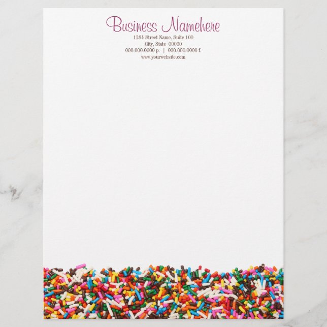 Papel Timbrado Cabeça Letterhead Preenchida por Sprinkles (Frente)