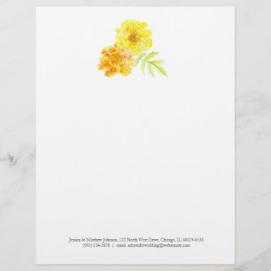 Papel Timbrado Cabeçalho amarelo alaranjado da aguarela dos