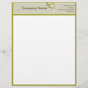 Papel Timbrado Cabeçalho Asiático-Inspirado retro da simplicida