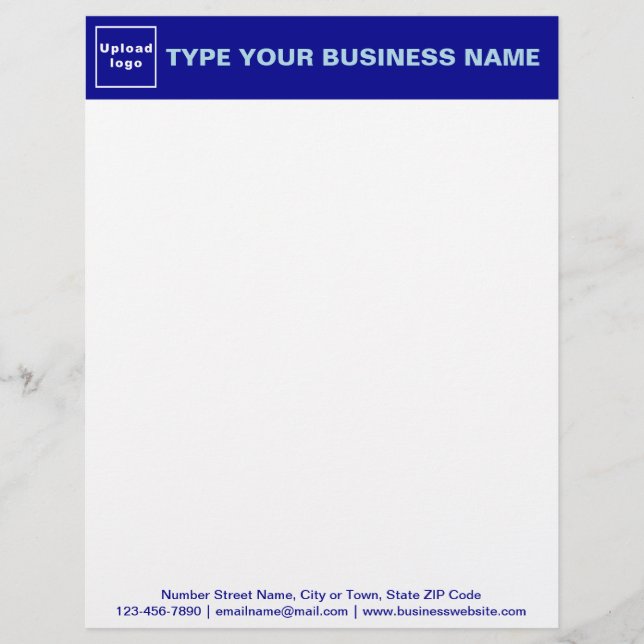 Papel Timbrado Cabeçalho Azul e Textos no Rodapé da Empresa (Frente)