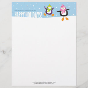 Papel Timbrado Cabeçalho bonito da novidade do pinguim boas