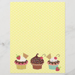 Papel Timbrado Cabeçalho bonito de Polkadots dos cupcakes