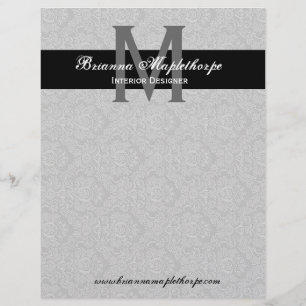 Papel Timbrado Cabeçalho branco preto cinzento do monograma do