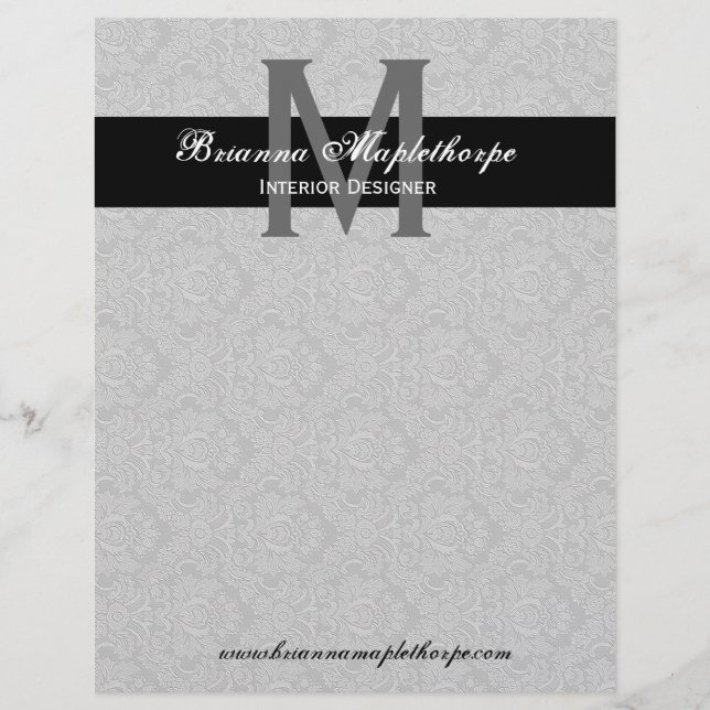 Papel Timbrado Cabeçalho branco preto cinzento do monograma do (Frente)