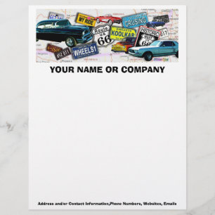 Papel Timbrado Cabeçalho - carros clássicos da rota 66